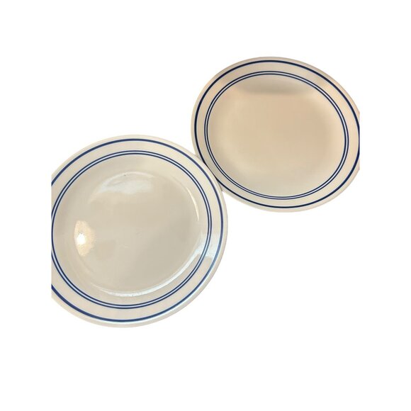 10 Vintage Corelle Classic Cafe Blue Stripe Dinner salad Plates Nostalgic Dinner - Picture 2 of 6